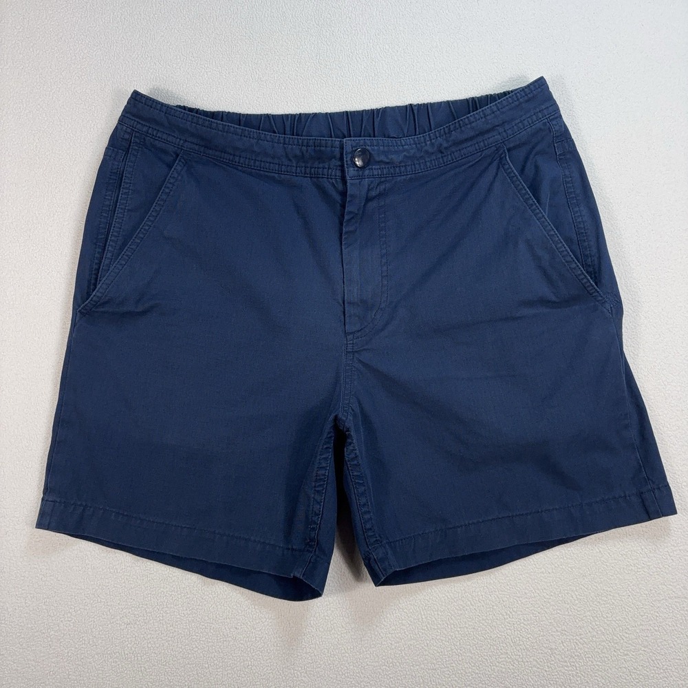 A.P.C. 5.5" Shorts Men's L Navy 100% Cotton Ripstop Elastic Waist Slash Pocket